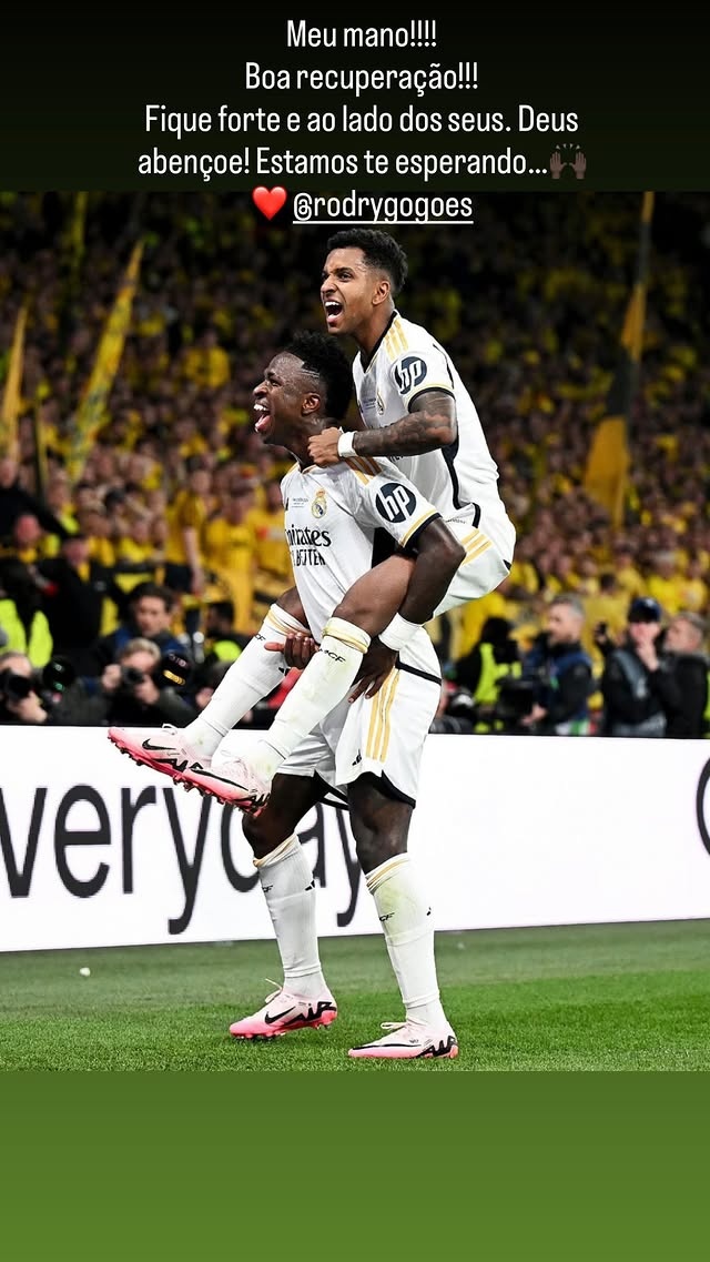 篮球-双料队友，维尼修斯祝福罗德里戈：我们都在等你归来